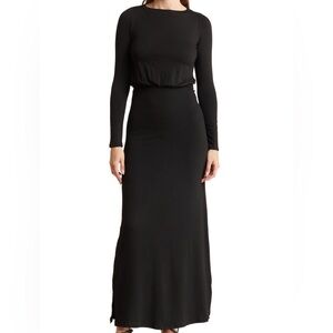 Go Couture Elegant Black Long Sleeve Long Dress